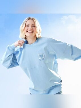 Spirit Jersey Kids Walt Disney World Blue Hydrangea Varsity Sweatshirt, XL (14)
